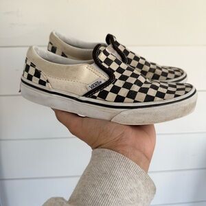 Vans Kids Slip-On Sneakers - Black and Cream Checkerboard size 2.5